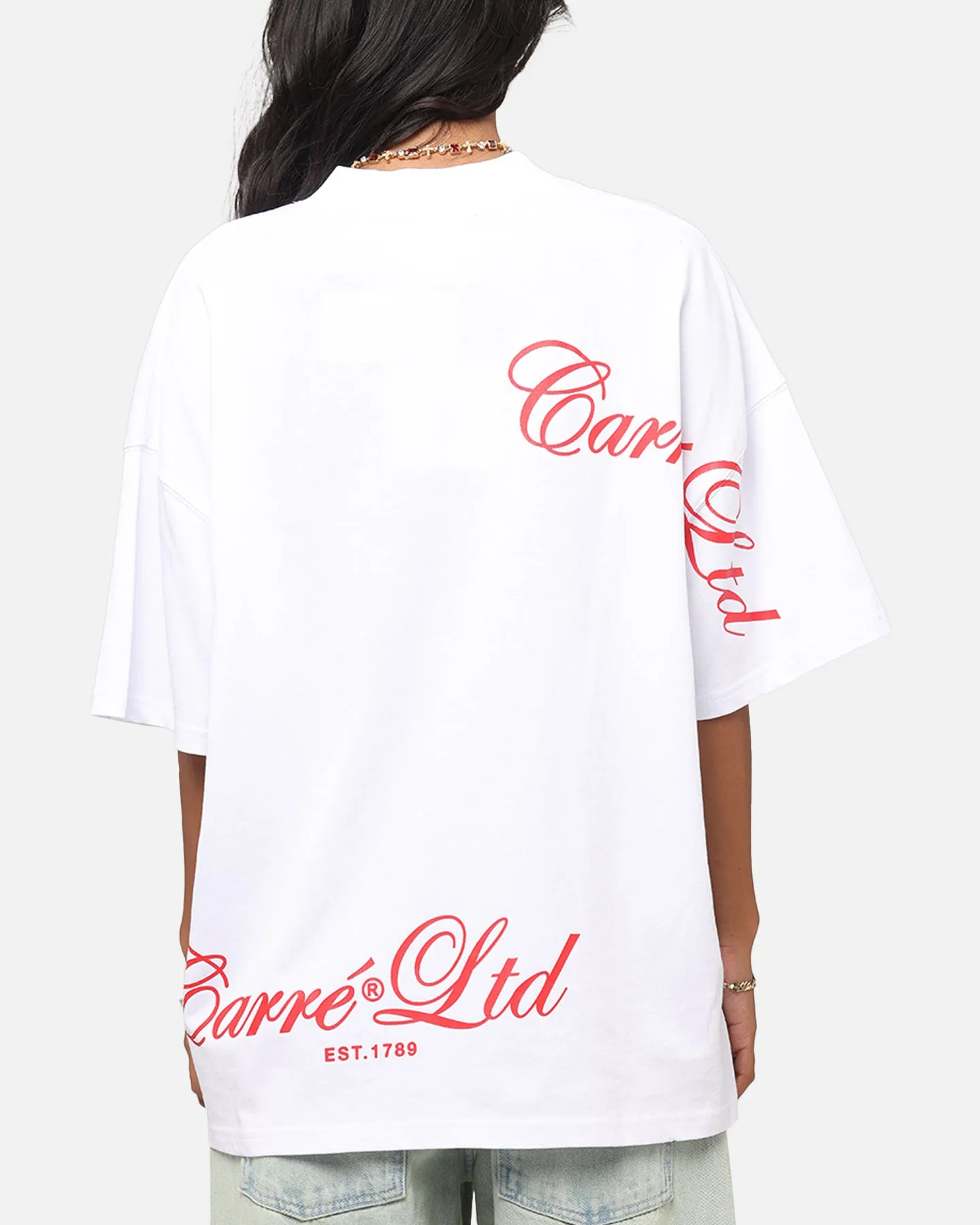 Carre Side Script Oversized T-Shirt White/Red sold by Culture Kings