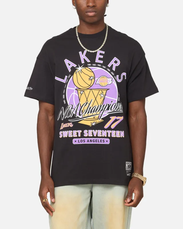 Mitchell & Ness Los Angeles Lakers Champions Report "Champ Pack" T-Shirt Faded Black sold by Culture Kings