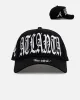 New Era Atlanta Braves 'Oversized Gothic Script Crown' 9FORTY A-Frame Snapback Black/White sold by Culture Kings
