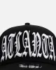 New Era Atlanta Braves 'Oversized Gothic Script Crown' 9FORTY A-Frame Snapback Black/White sold by Culture Kings