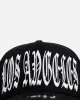 New Era Los Angeles Dodgers 'Oversized Gothic Script Crown' 9FORTY A-Frame Snapback Black/White sold by Culture Kings
