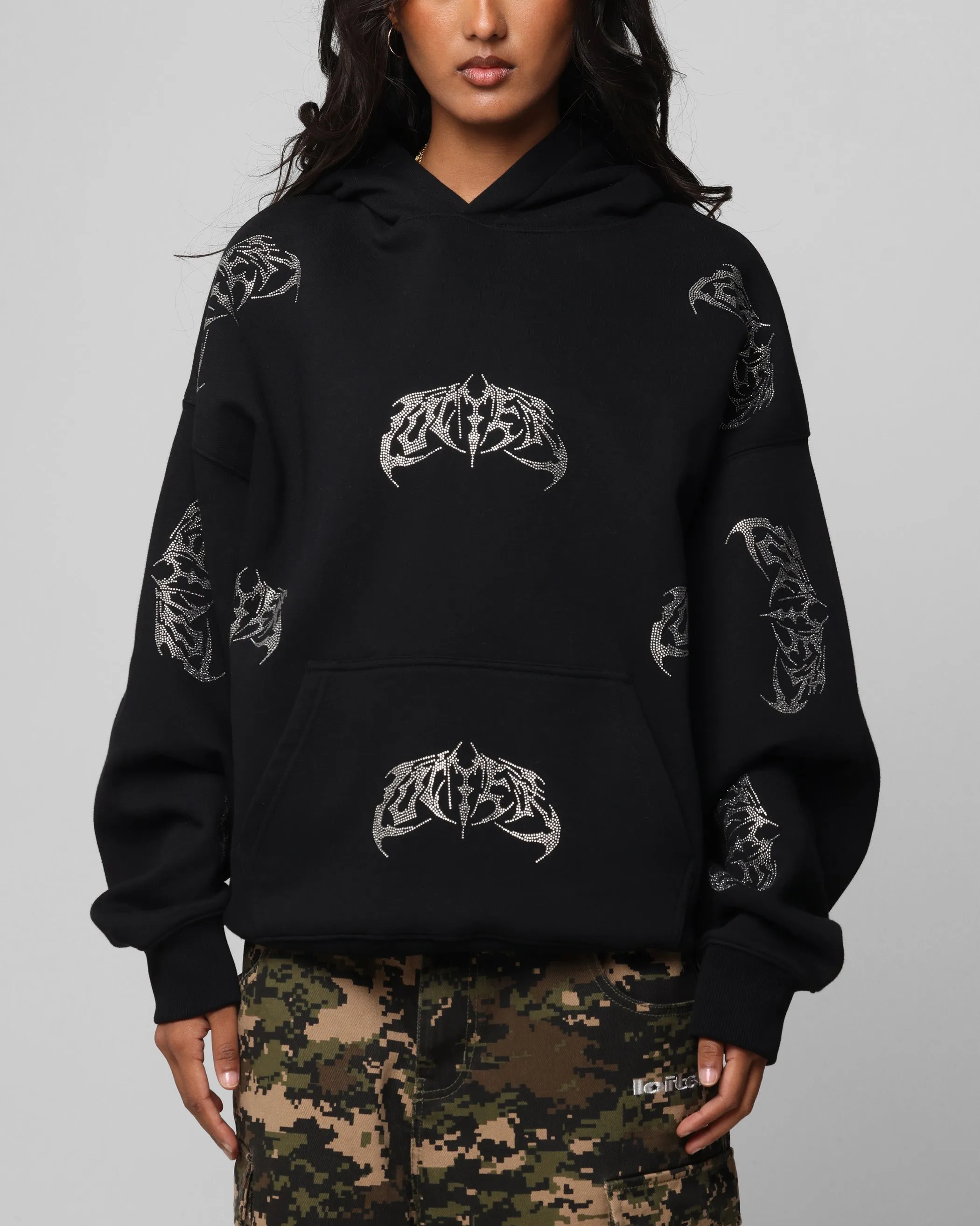 Loiter Metal Rhinestone Hoodie Black sold by Culture Kings