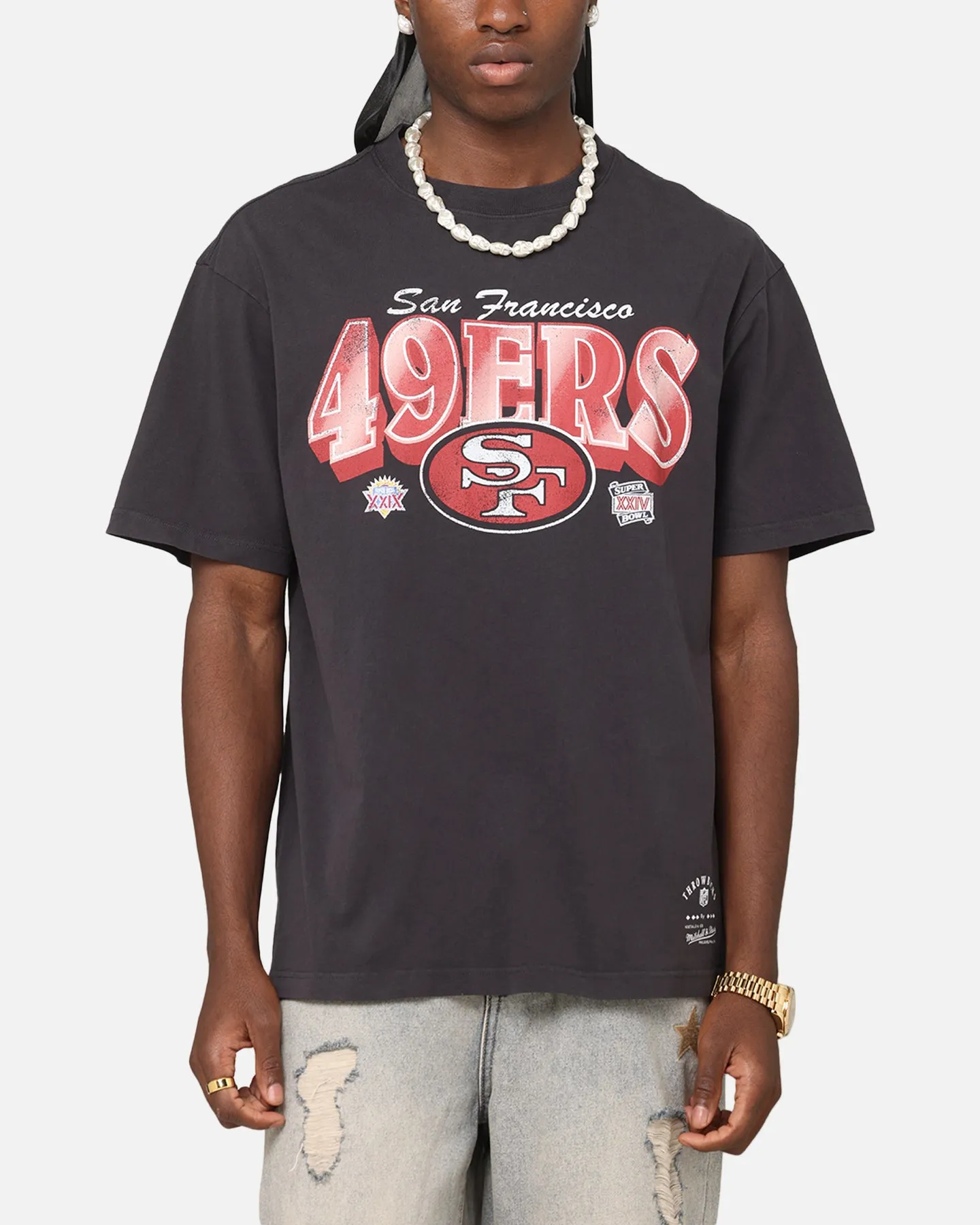 Mitchell & Ness San Francisco 49ers Arch T-Shirt Faded Black sold by Culture Kings