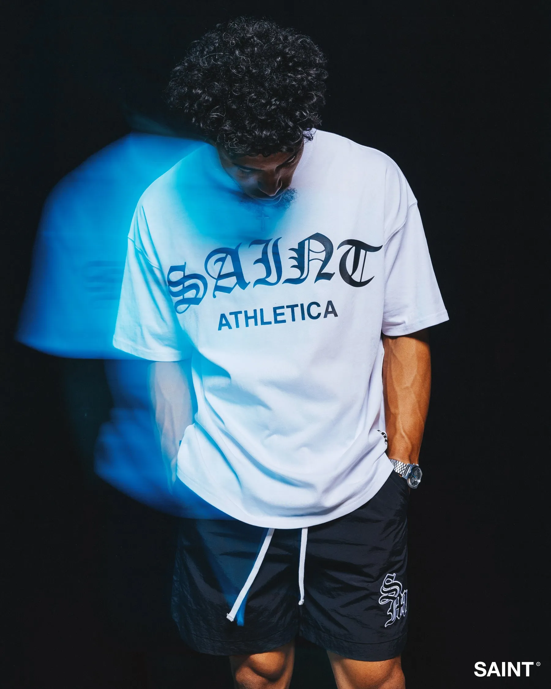 Saint Morta Saint Athletica Boxy T-Shirt White/Black sold by Culture Kings