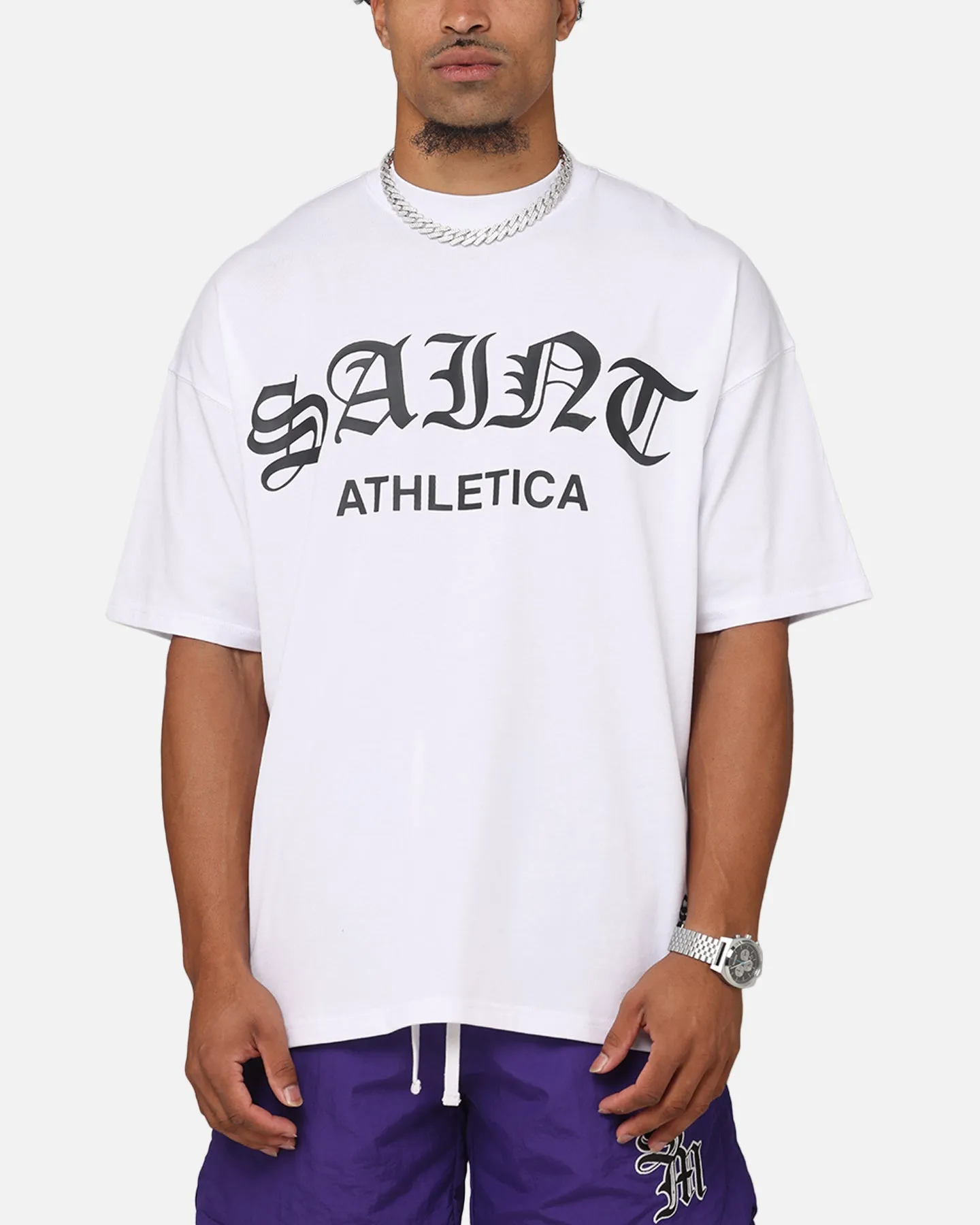 Saint Morta Saint Athletica Boxy T-Shirt White/Black sold by Culture Kings product image thumbnail 2