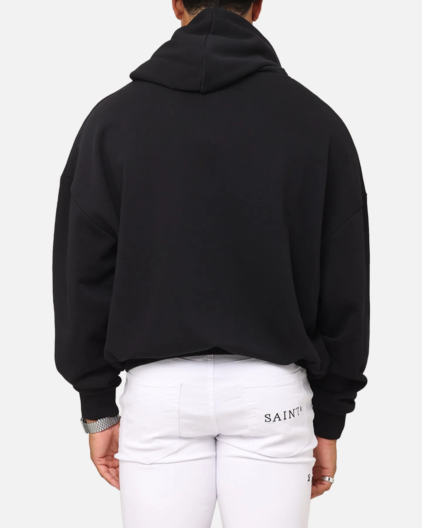 Saint Morta Spray Logo Boxy Hoodie Black sold by Culture Kings product image thumbnail 3