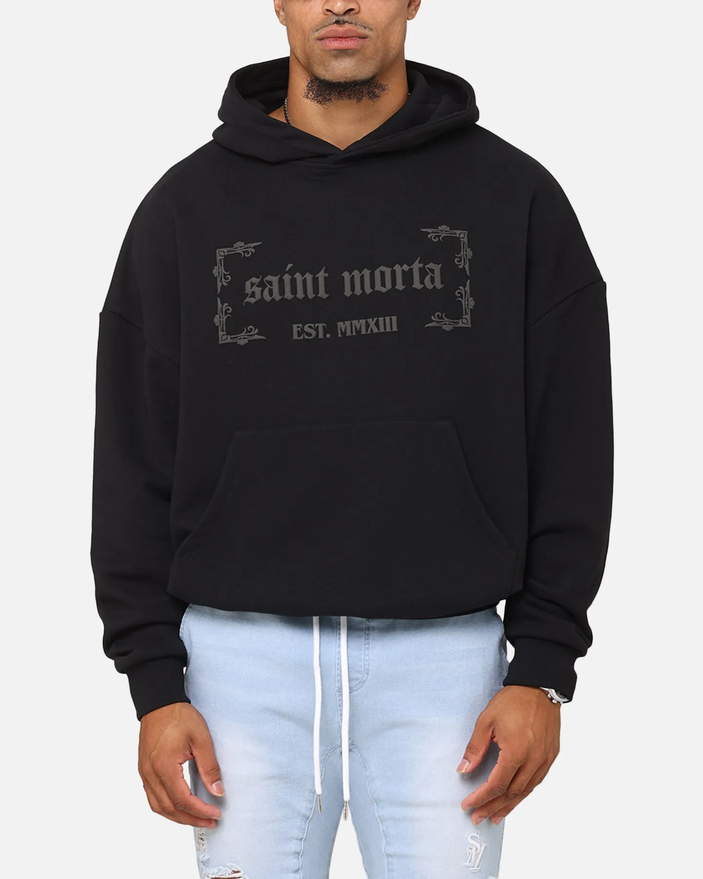 Saint Morta Repentant Heart Boxy Hoodie Black/Black sold by Culture Kings