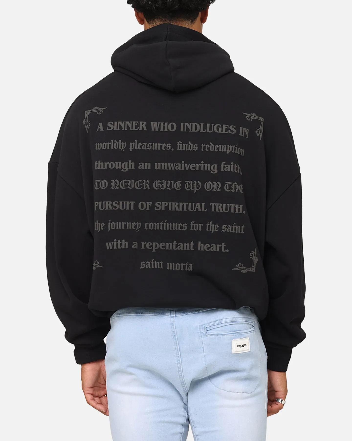 Saint Morta Repentant Heart Boxy Hoodie Black/Black sold by Culture Kings product image thumbnail 2