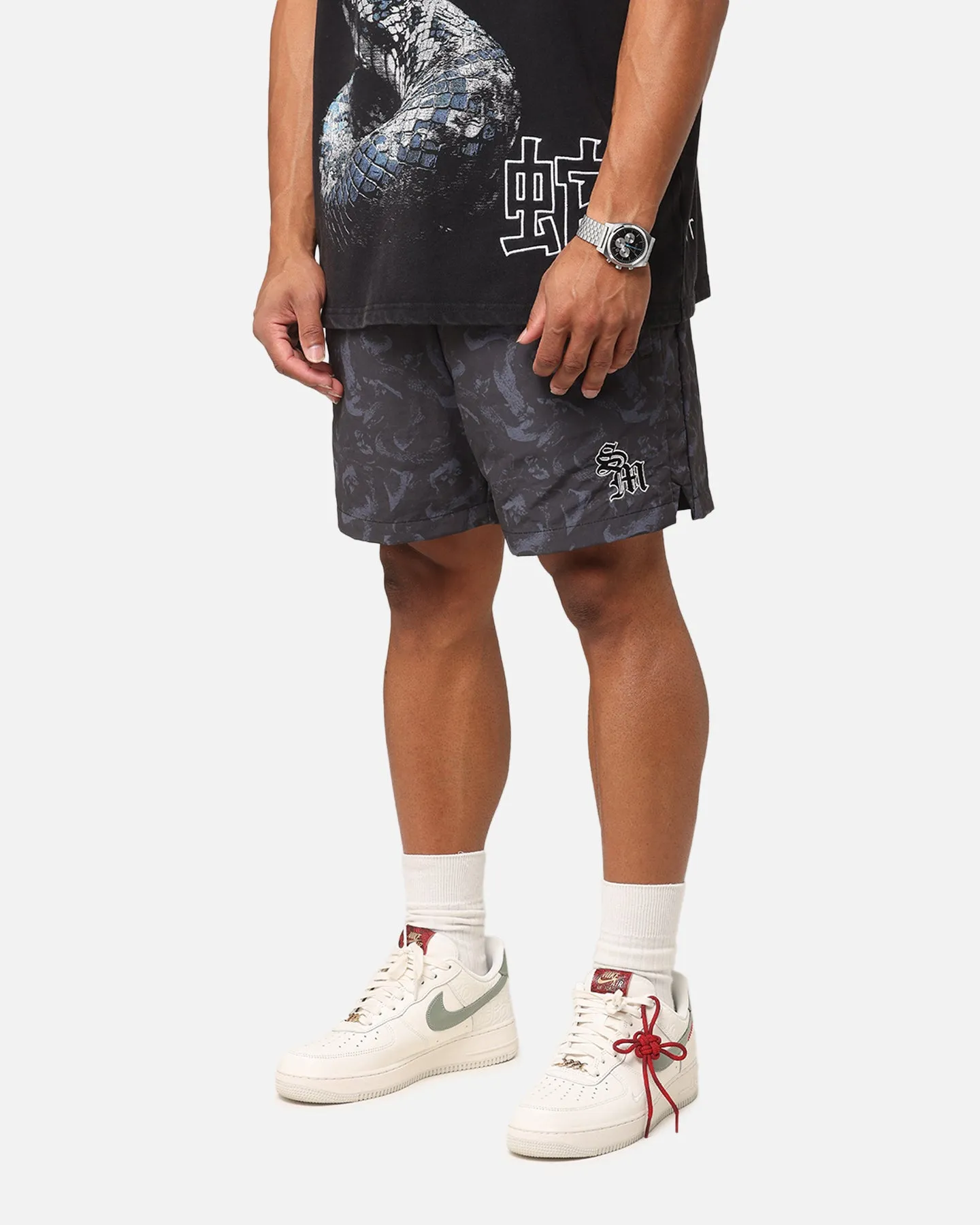 Saint Morta Year Of The Snake Nylon Shorts Black/Grey sold by Culture Kings