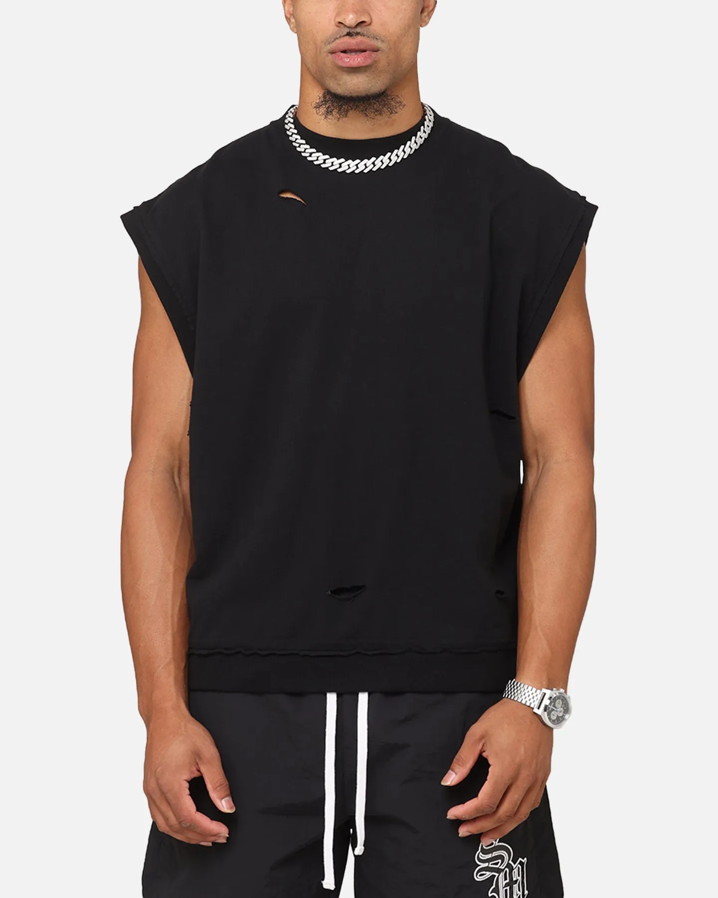 Saint Morta Premium Cut Off Sweat Shirt Black sold by Culture Kings