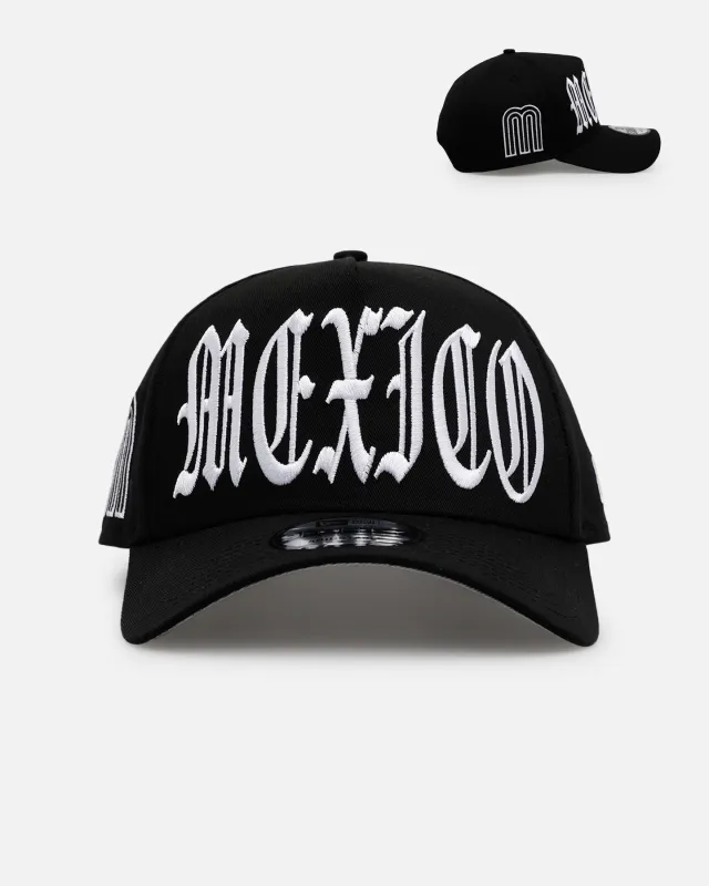 New Era Mexico National Baseball Team 'Oversized Gothic Script Crown' 9FORTY A-Frame Snapback Black/White sold by Culture Kings
