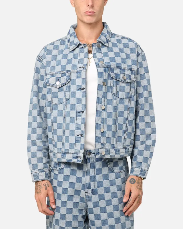 XXIII Checker Board Trucker Jacket Blue sold by Culture Kings