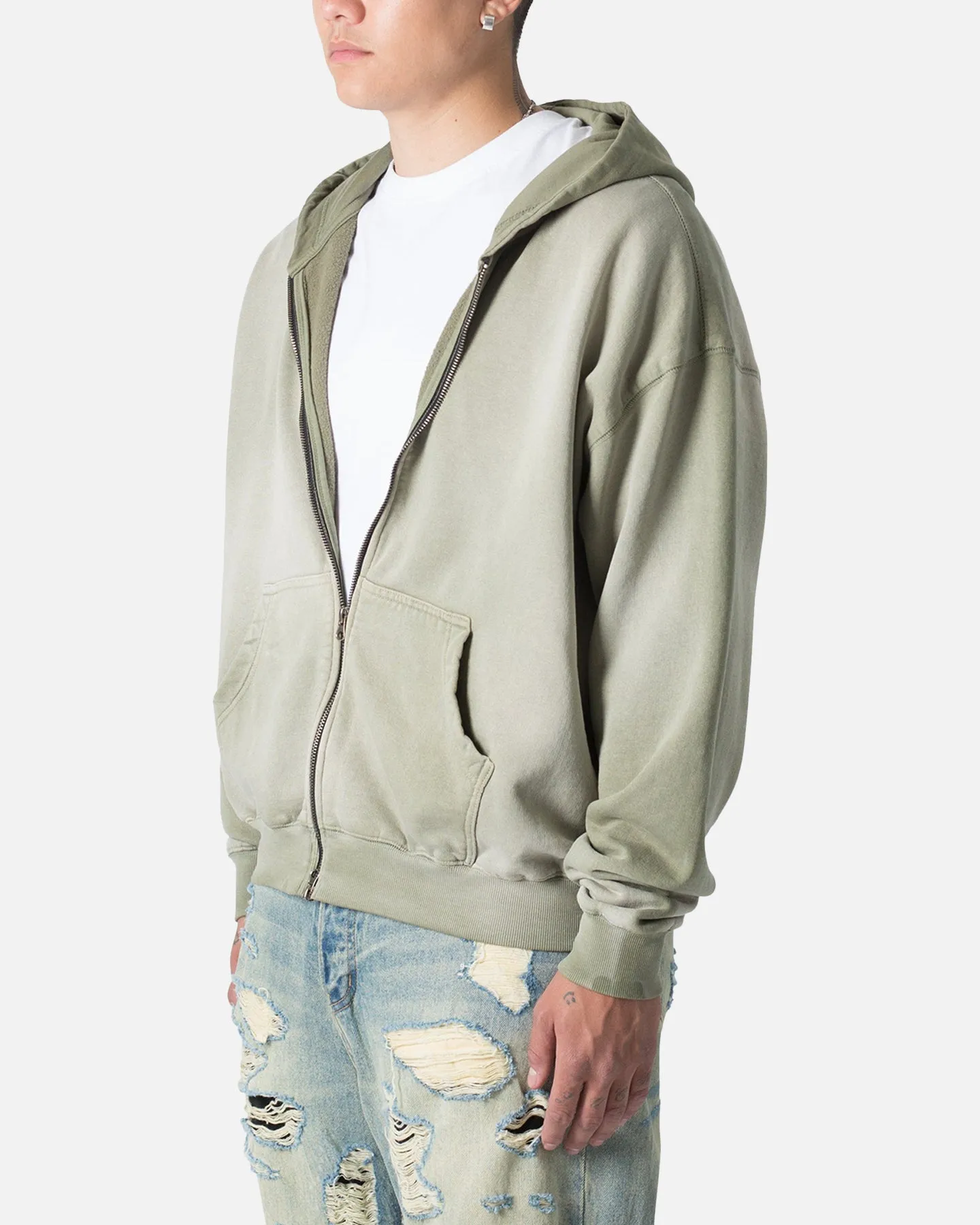 MNML Faded Basic Zip Up Hoodie Washed Olive sold by Culture Kings product image thumbnail 2