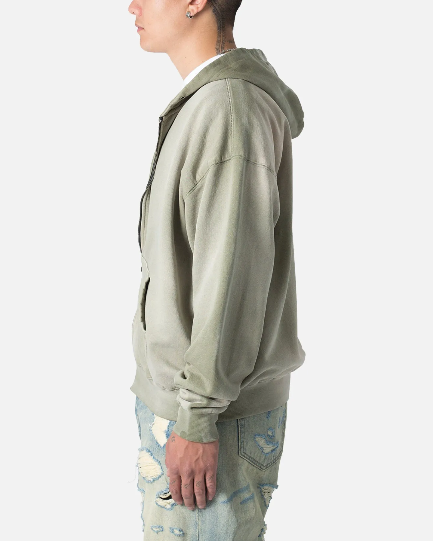 MNML Faded Basic Zip Up Hoodie Washed Olive sold by Culture Kings product image thumbnail 3