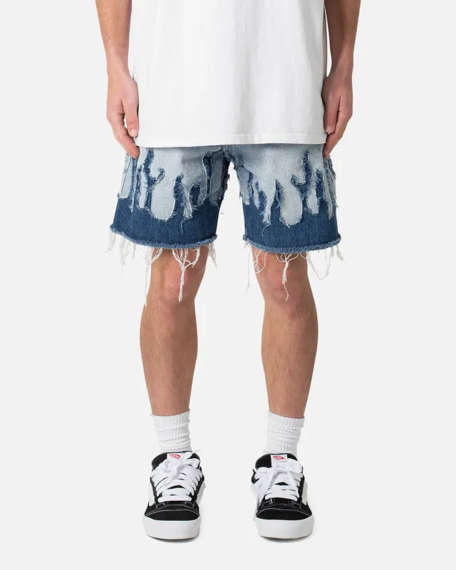 MNML Flame Denim Shorts Blue sold by Culture Kings