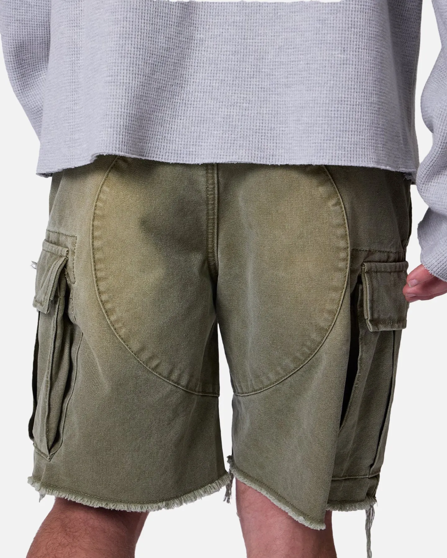 MNML Distressed Cargo Shorts Olive sold by Culture Kings product image thumbnail 3