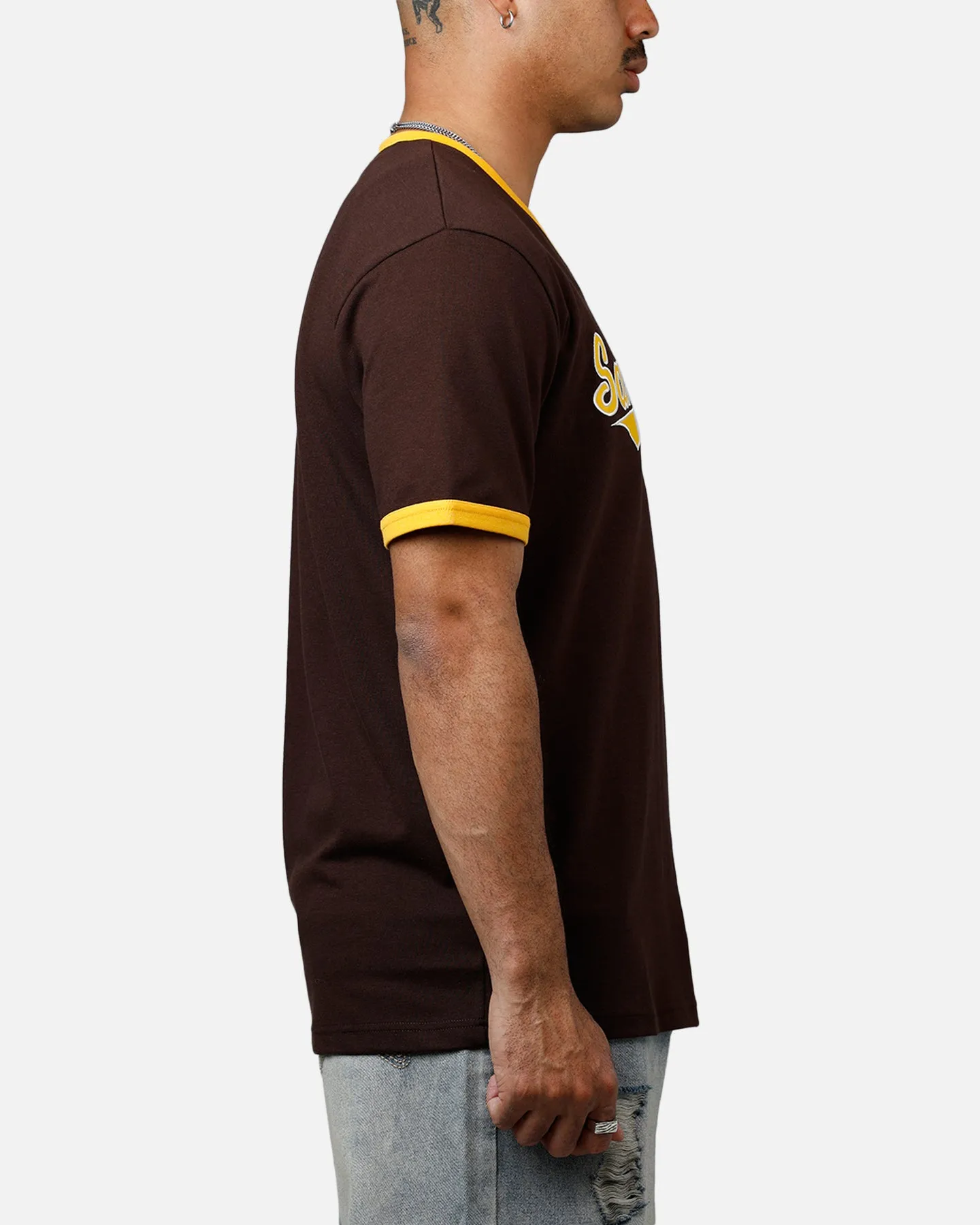 New Era San Diego Padres Throwback V-Neck T-Shirt Brown sold by Culture Kings product image thumbnail 4