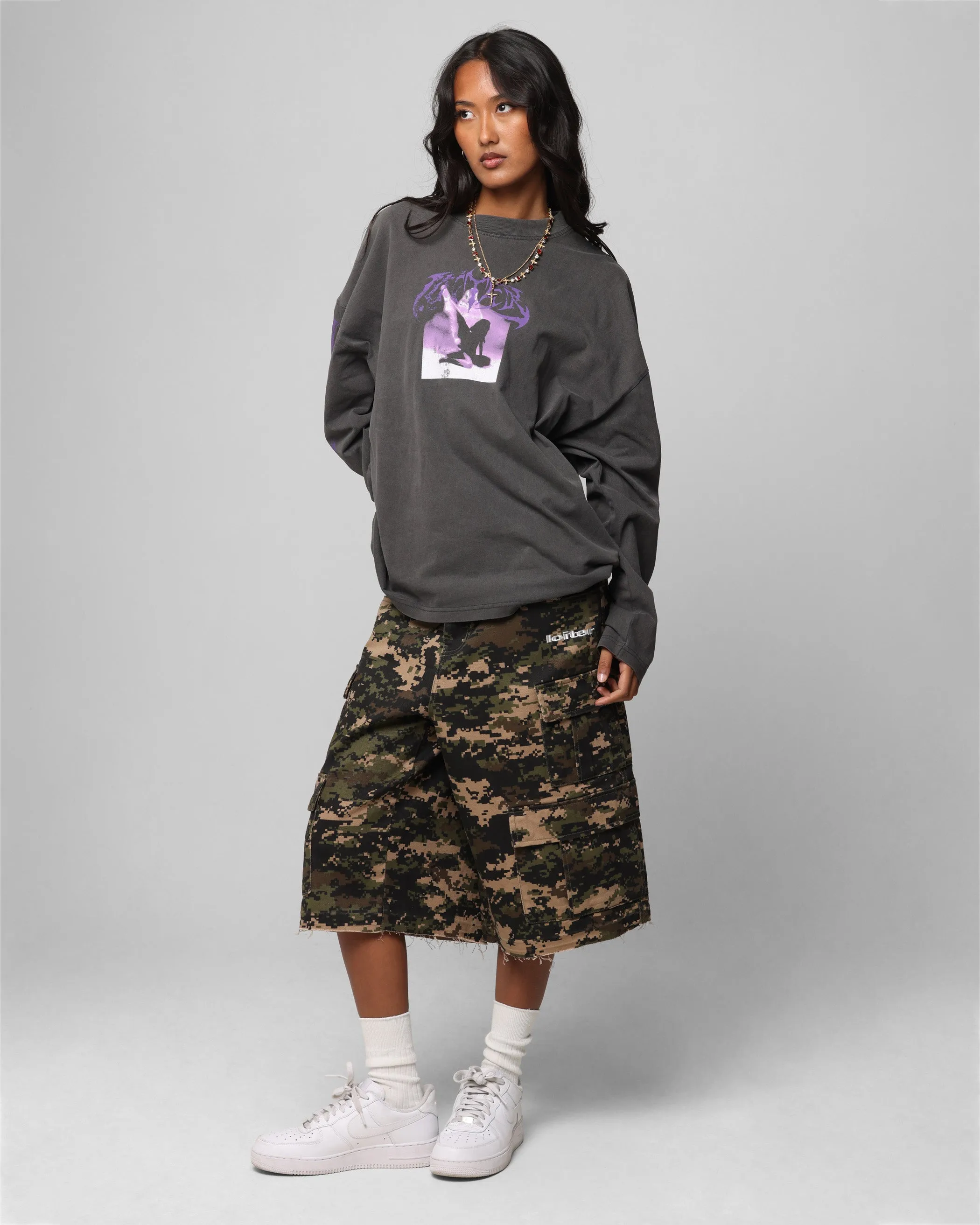 Loiter Angel Number Long Sleeve T-Shirt Charcoal sold by Culture Kings product image thumbnail 4