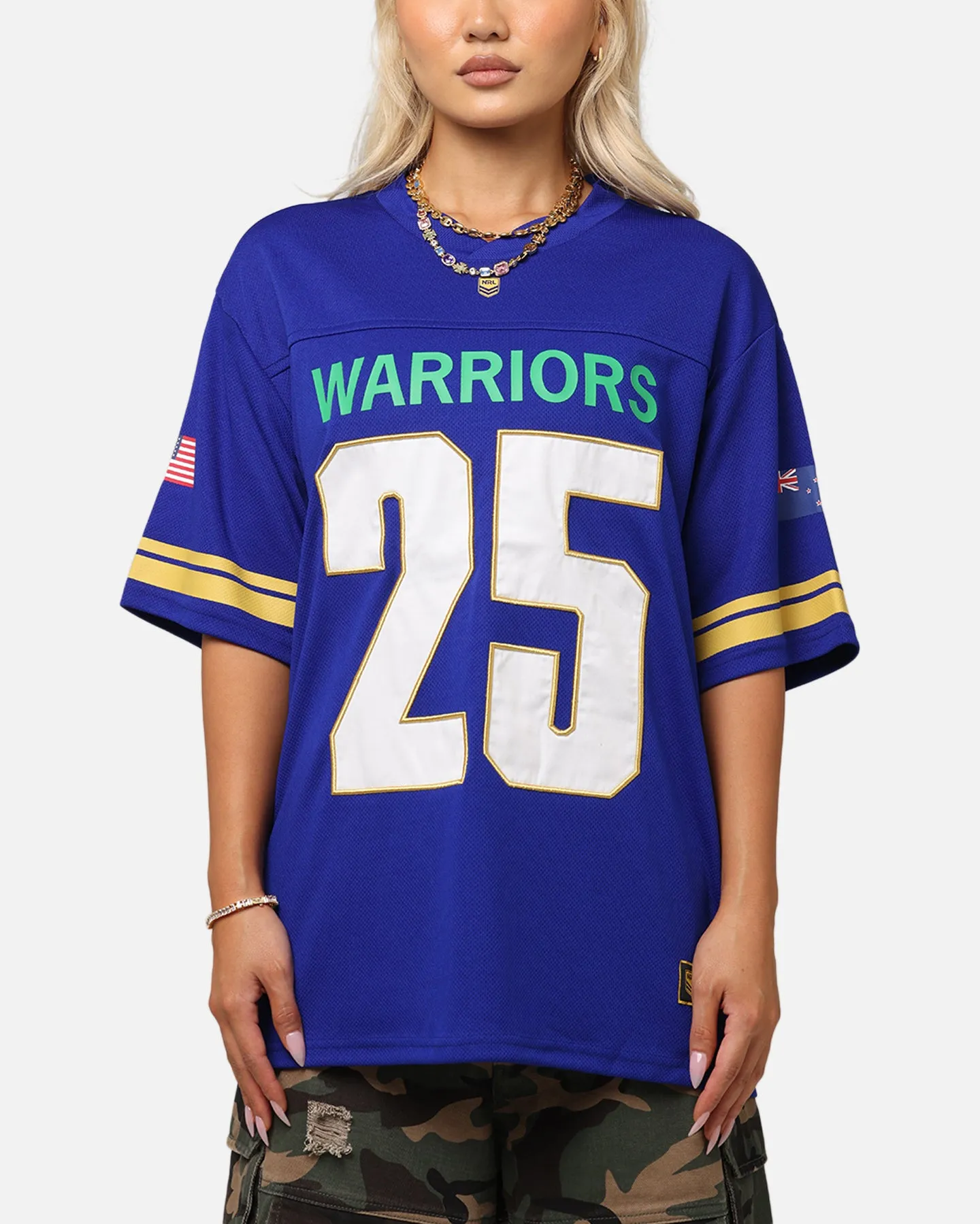 Bleacher Athletic New Zealand Warriors NRL 2025 Las Vegas Round Grid Iron T-Shirt Official Team Colour sold by Culture Kings