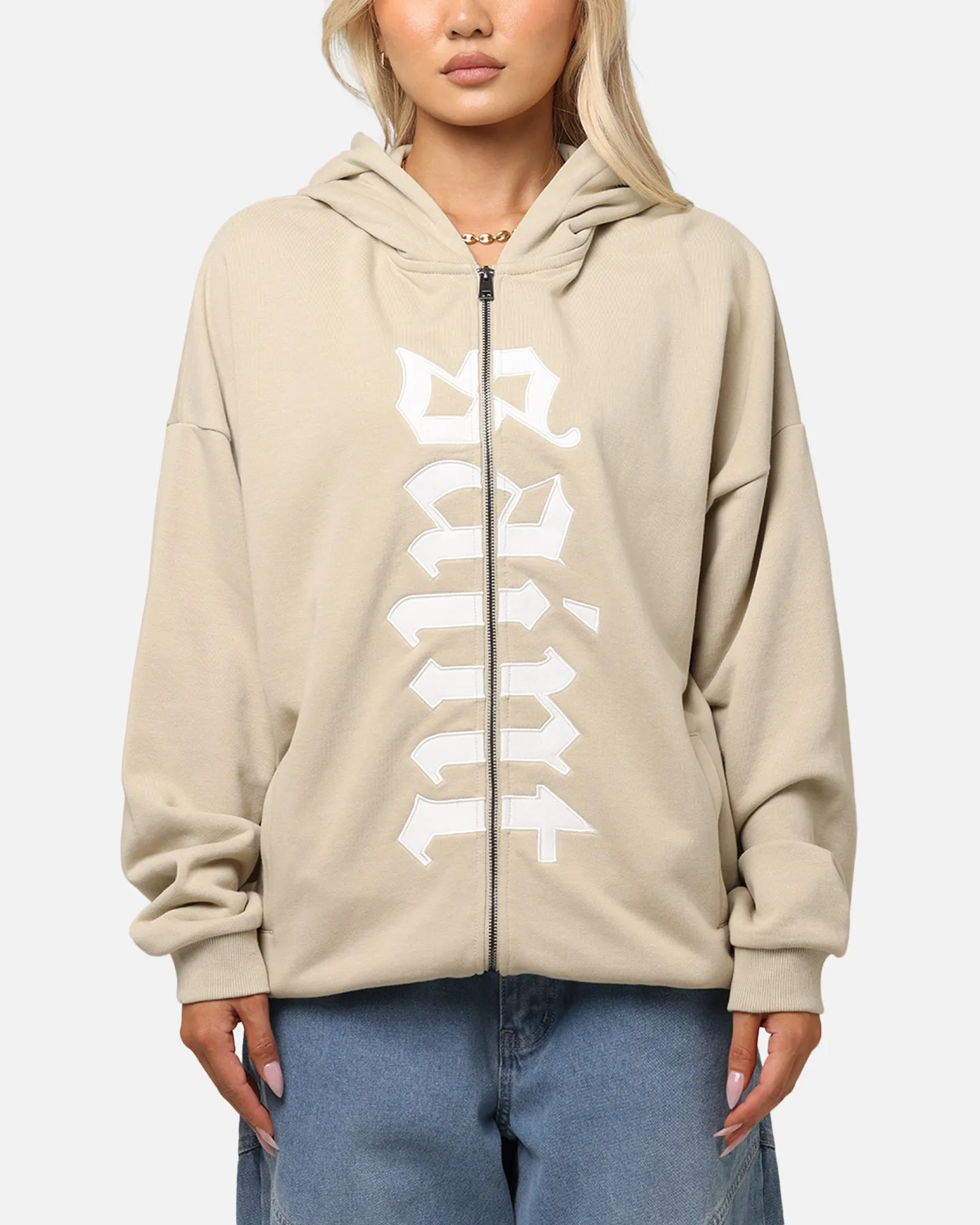 Saint Morta Gothic Distressed Zip Hoodie Stone sold by Culture Kings