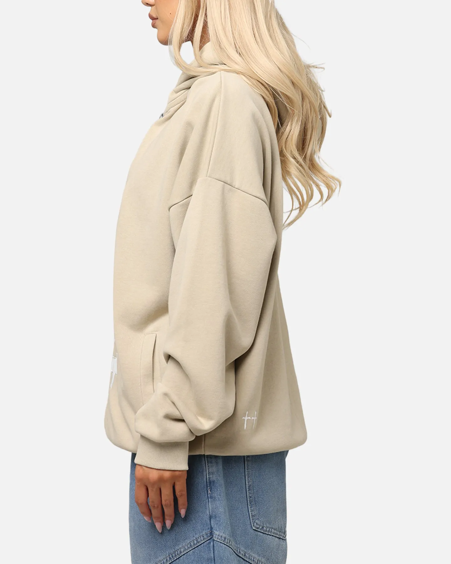 Saint Morta Gothic Distressed Zip Hoodie Stone sold by Culture Kings product image thumbnail 5