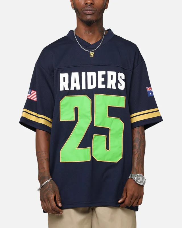 Bleacher Athletic Canberra Raiders NRL 2025 Las Vegas Round Grid Iron T-Shirt Official Team Colour sold by Culture Kings