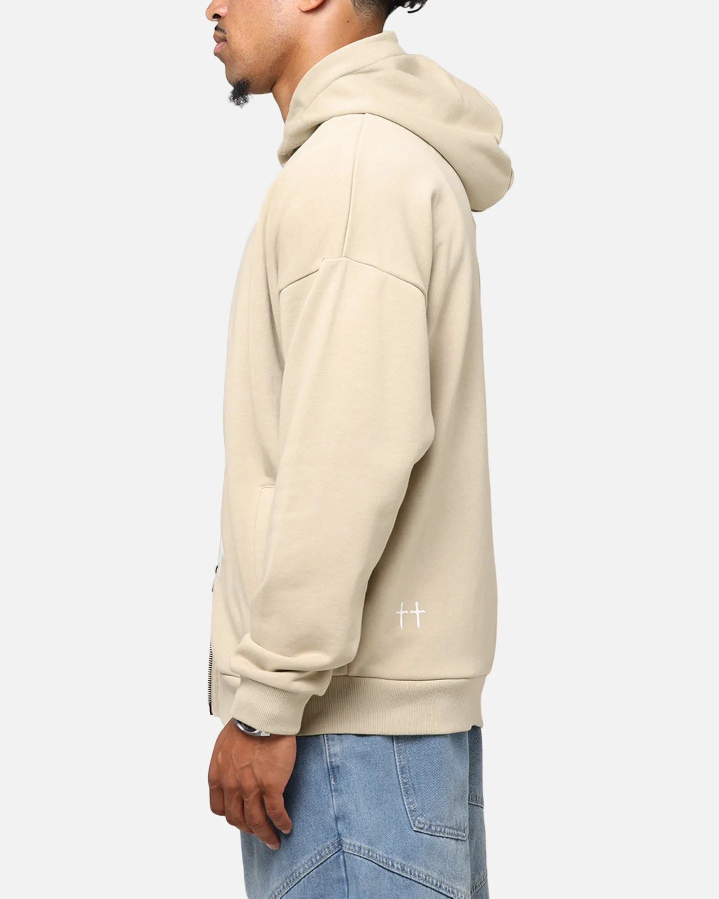 Saint Morta Gothic Distressed Zip Hoodie Stone sold by Culture Kings product image thumbnail 5