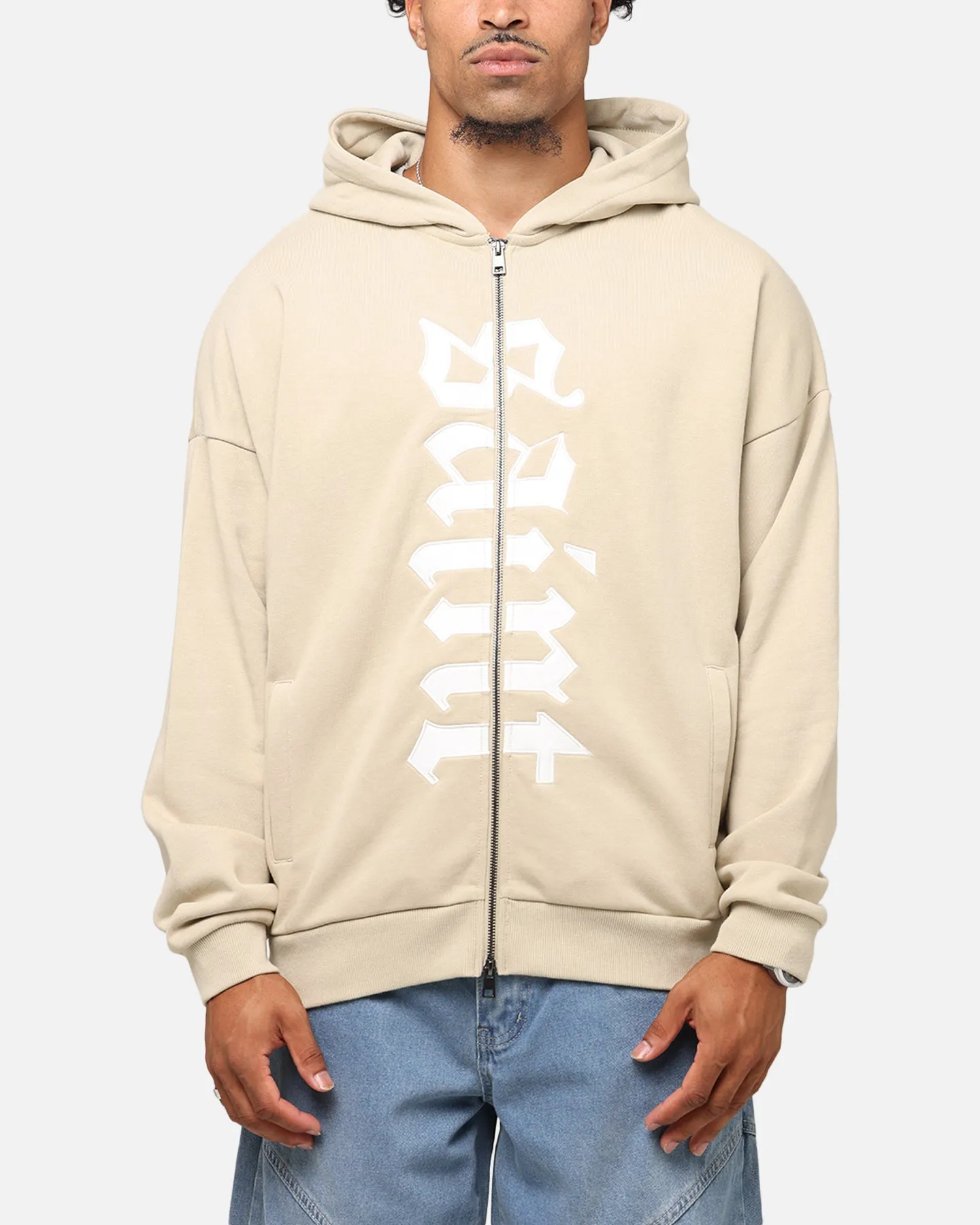 Saint Morta Gothic Distressed Zip Hoodie Stone sold by Culture Kings