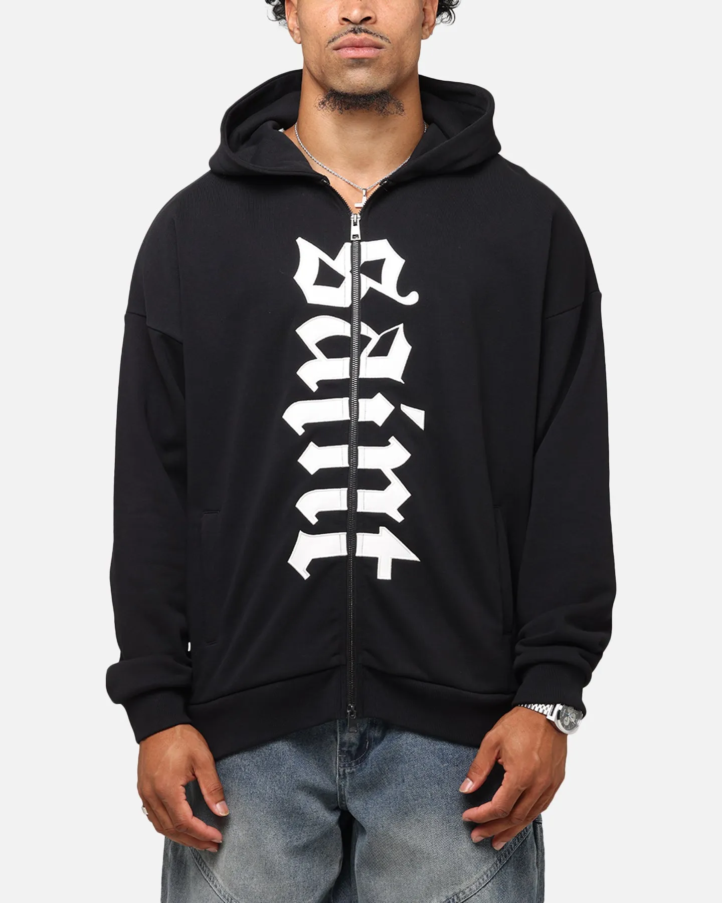 Saint Morta Gothic Distressed Zip Hoodie Black sold by Culture Kings
