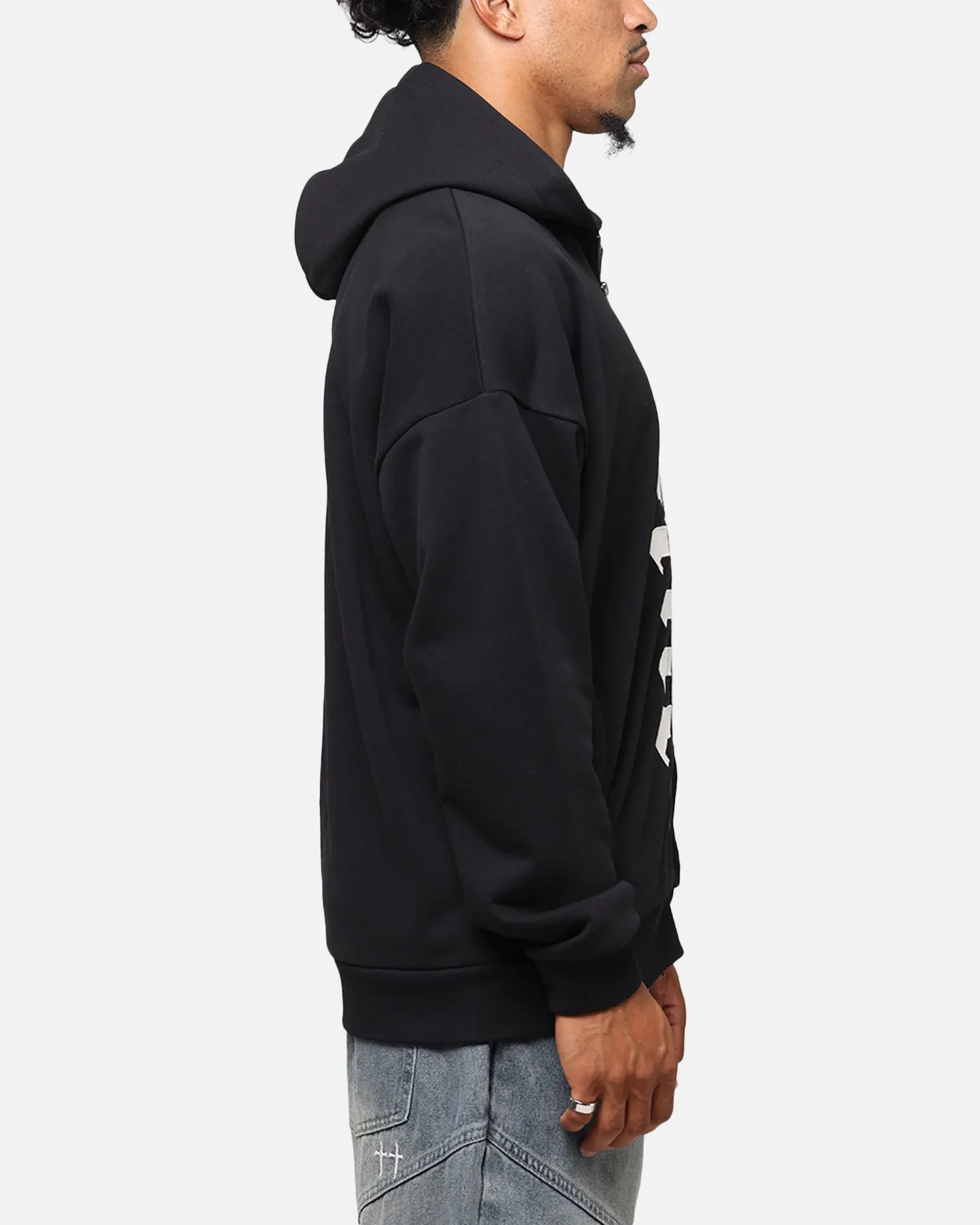 Saint Morta Gothic Distressed Zip Hoodie Black sold by Culture Kings product image thumbnail 4