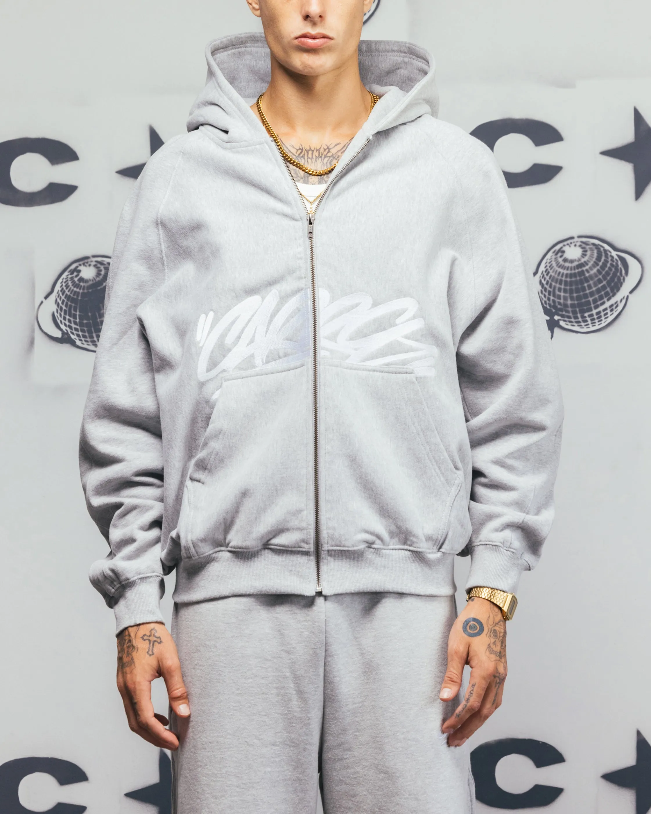 Carre Grit Zip Hoodie Grey Marle sold by Culture Kings