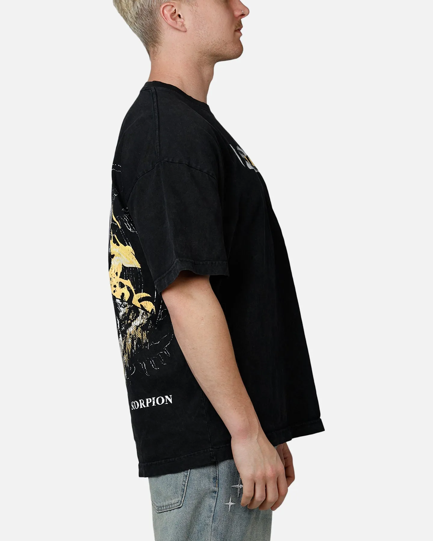 Goat Crew X Mortal Kombat Scorpion Fire Vintage T-Shirt Black Acidwash sold by Culture Kings product image thumbnail 4