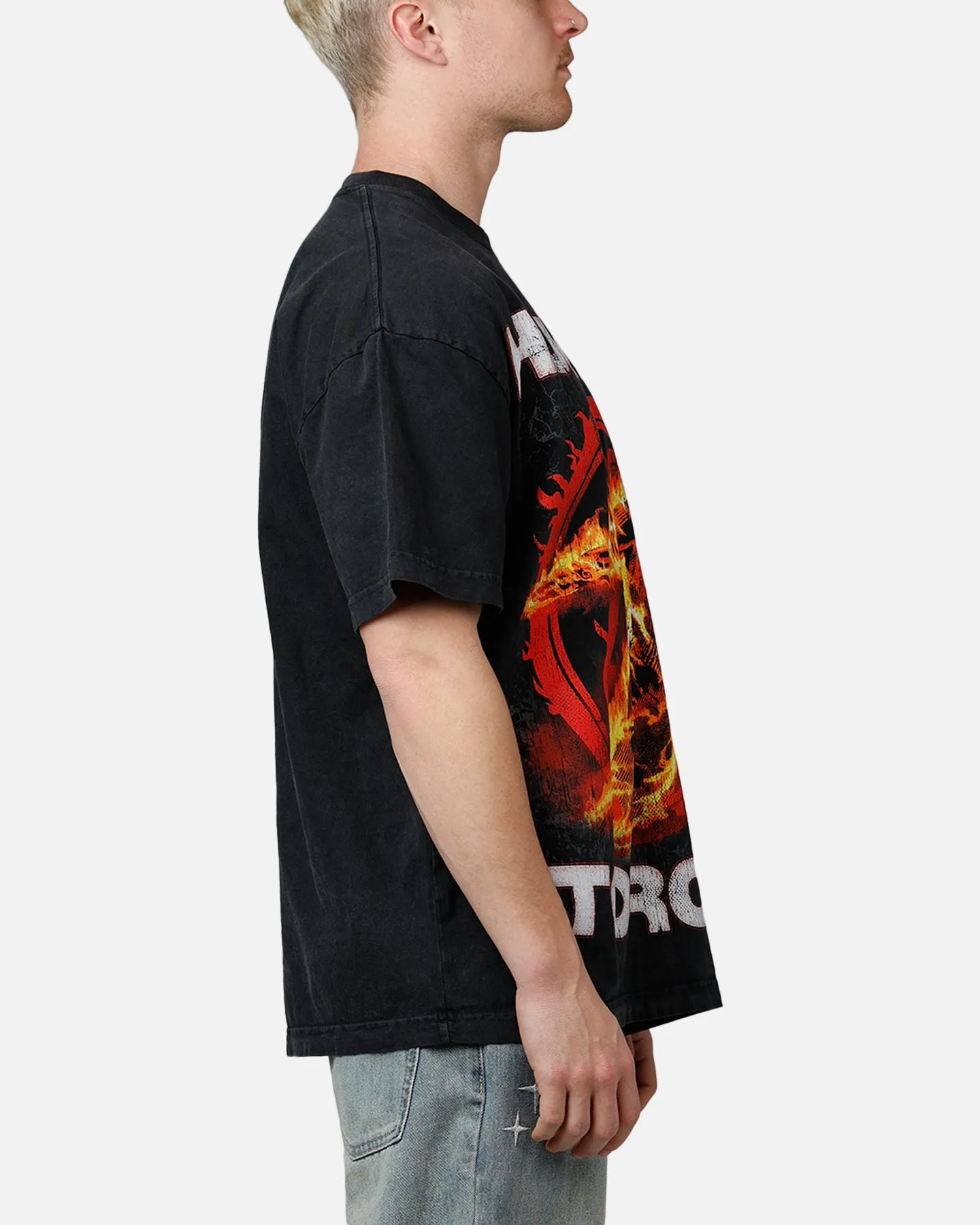 Goat Crew Marvel Fantastic Four Human Torch Fire Vintage T-Shirt Black Acidwash sold by Culture Kings product image thumbnail 4