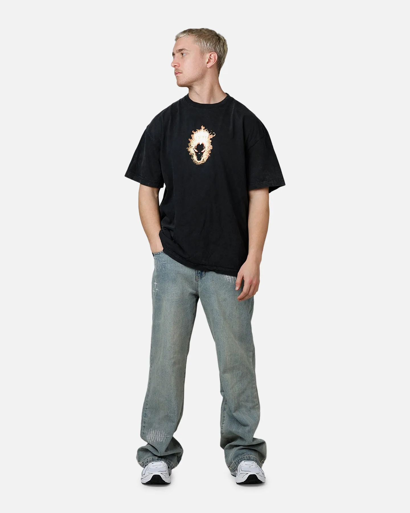Goat Crew Marvel Ghost Rider Fire Vintage T-Shirt Black Acidwash sold by Culture Kings product image thumbnail 3