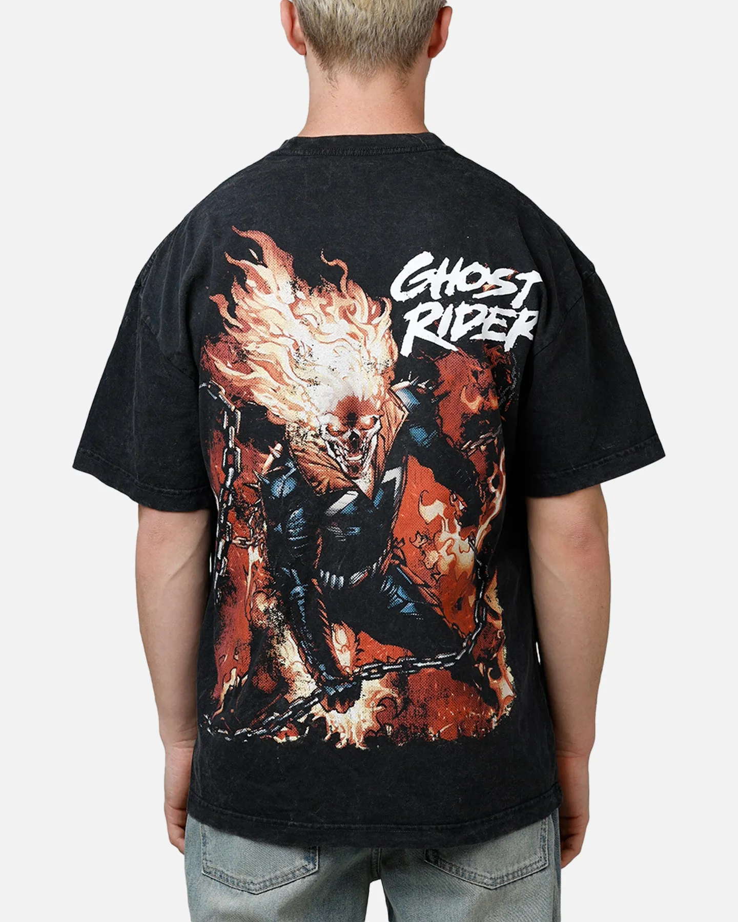 Goat Crew Marvel Ghost Rider Fire Vintage T-Shirt Black Acidwash sold by Culture Kings