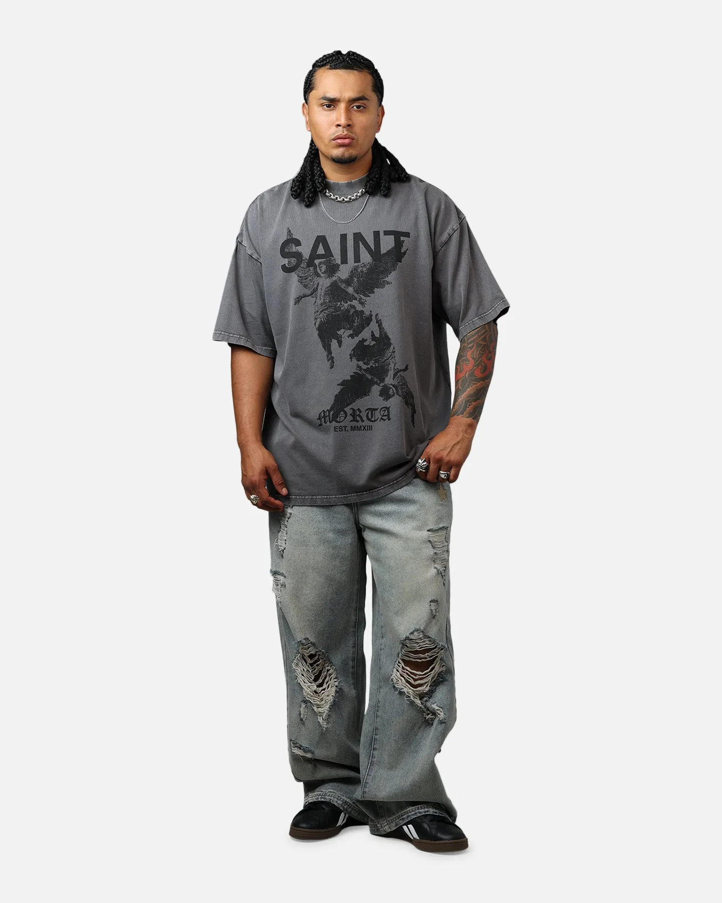 Saint Morta Heavens Mock T-Shirt Washed Charcoal sold by Culture Kings product image thumbnail 3