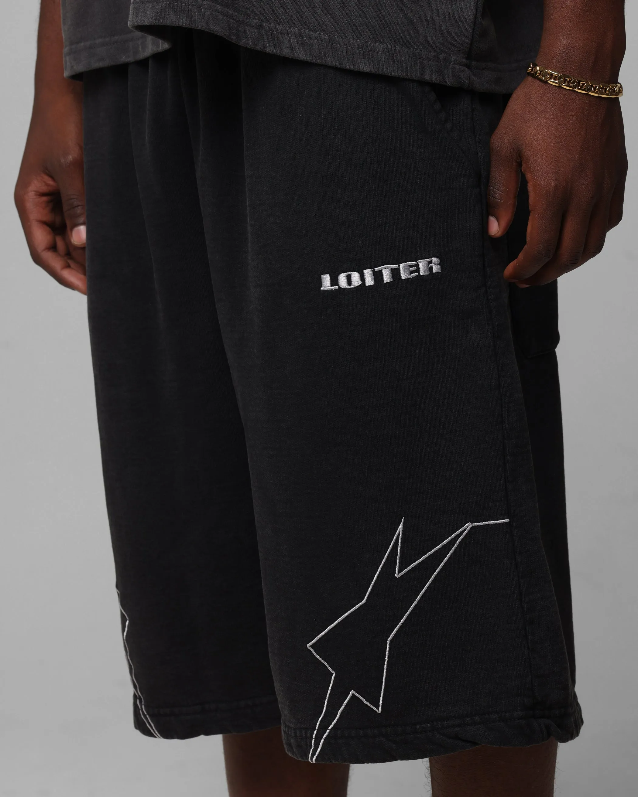Loiter Dark Performance Fleece Shorts Washed Charcoal sold by Culture Kings product image thumbnail 3