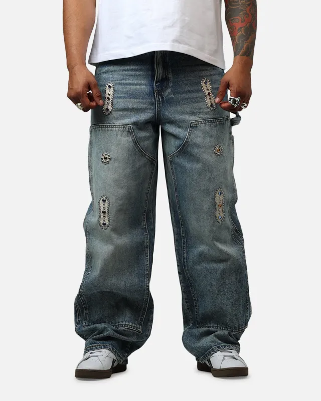 MNML Ultra Baggy Western Jewel Jeans Blue sold by Culture Kings