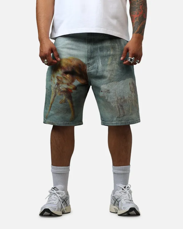 MNML Sheep Hounded Denim Shorts Multi sold by Culture Kings