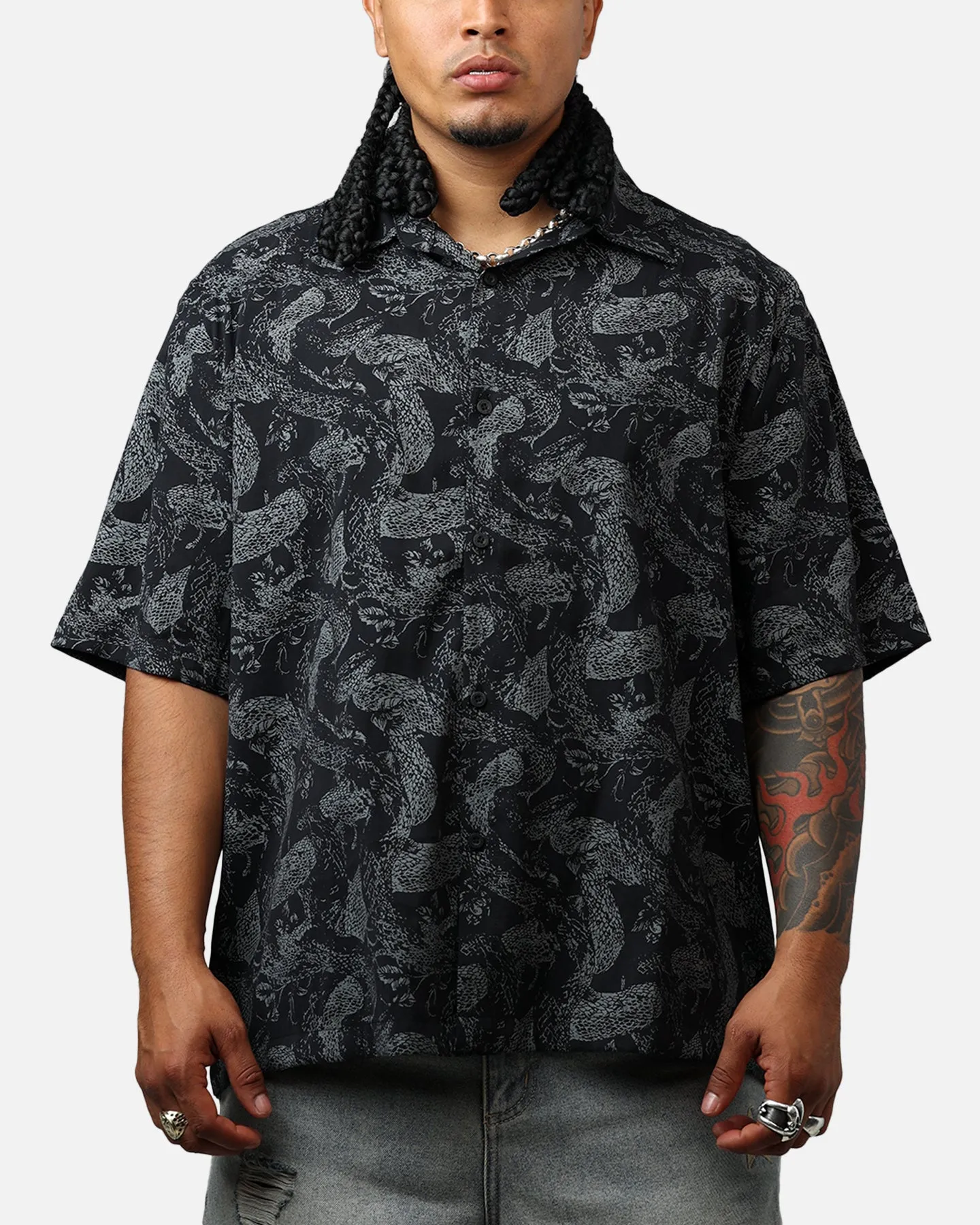 Saint Morta Year Of The Snake Button Up Shirt Black/Grey sold by Culture Kings