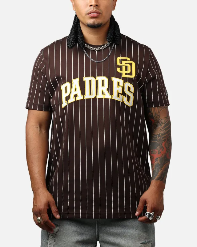 New Era San Diego Padres Throwback Pinstripe T-Shirt Brown made by New Era