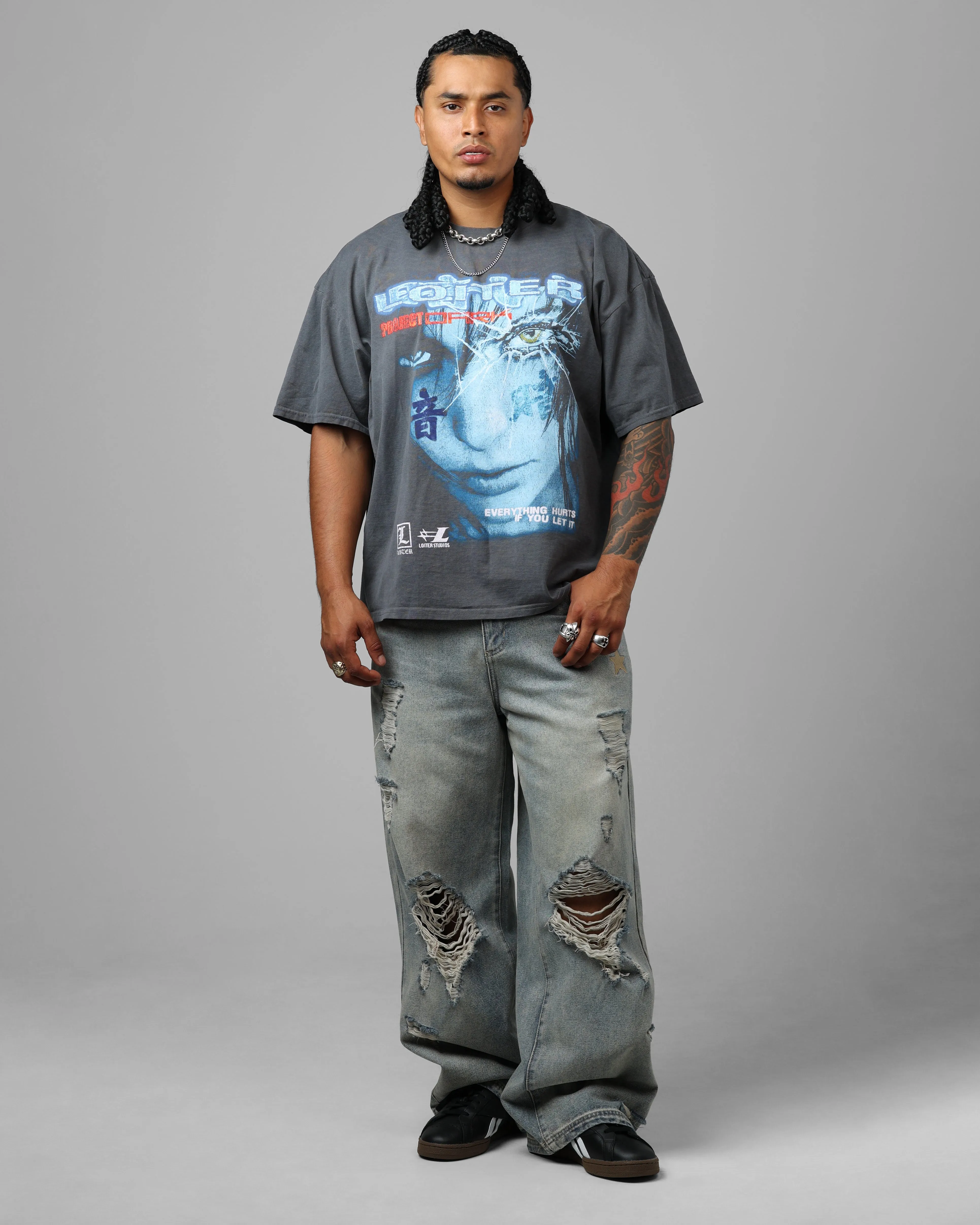 Loiter Project Dark Vintage T-Shirt Washed Charcoal sold by Culture Kings product image thumbnail 3