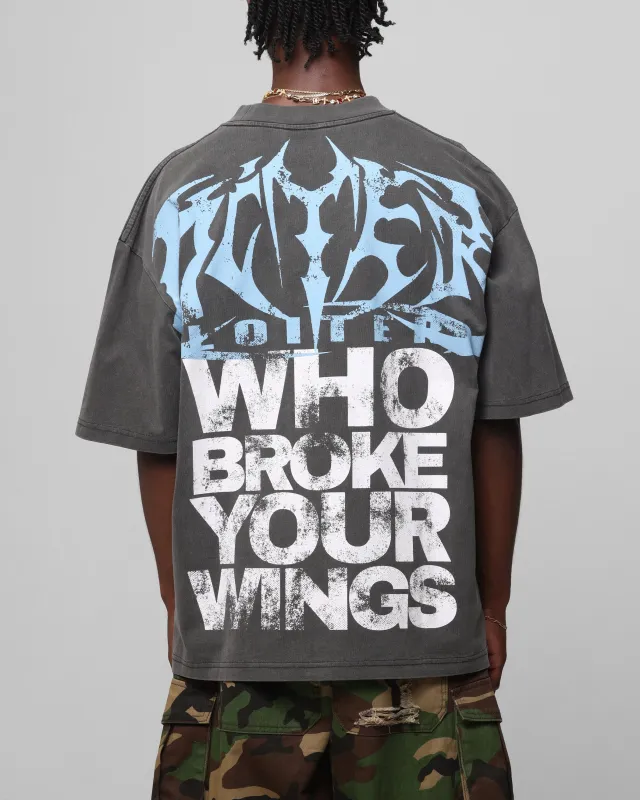 Loiter Angel Number Vintage T-Shirt Charcoal sold by Culture Kings