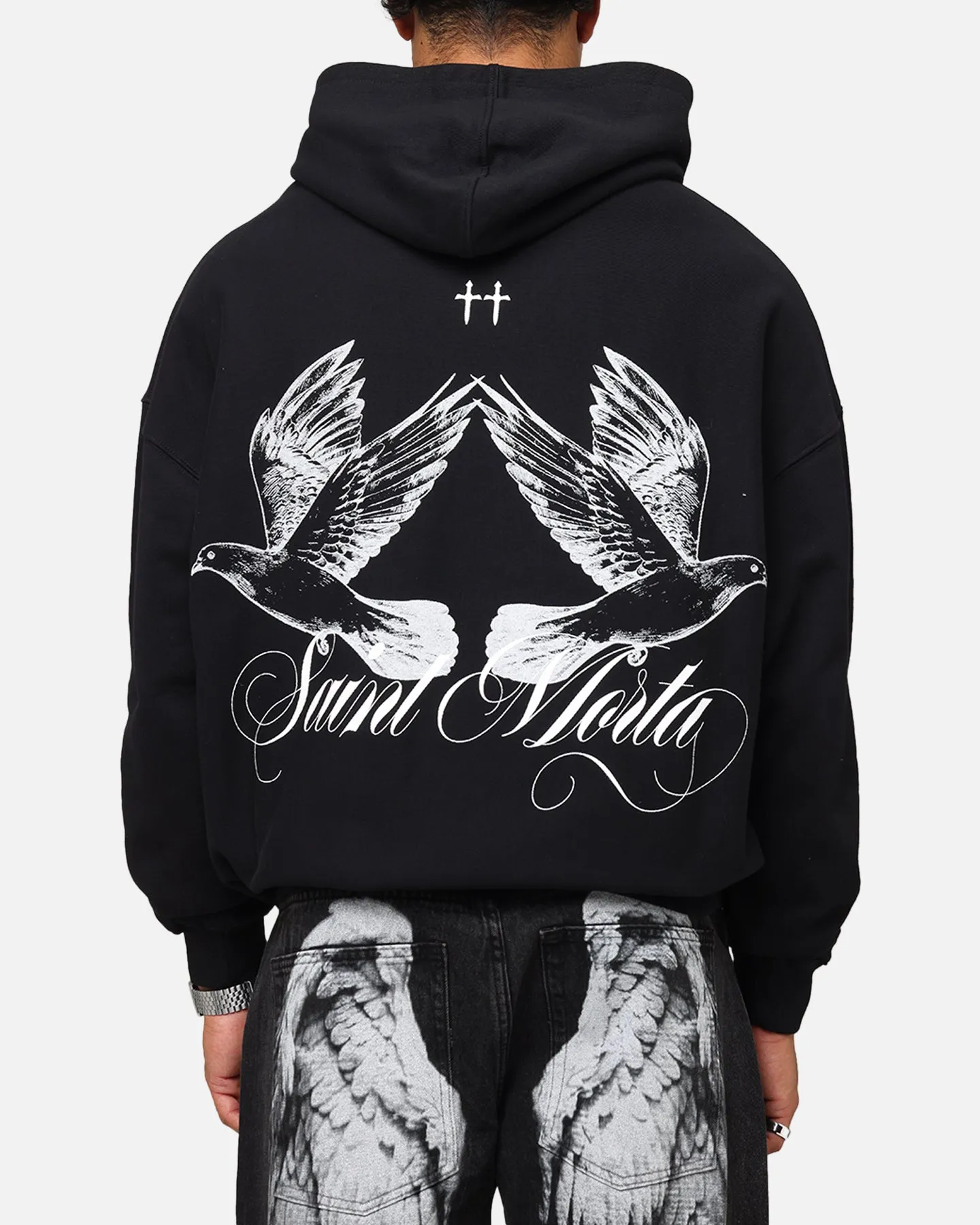 Saint Morta Doves Boxy Hoodie Black sold by Culture Kings