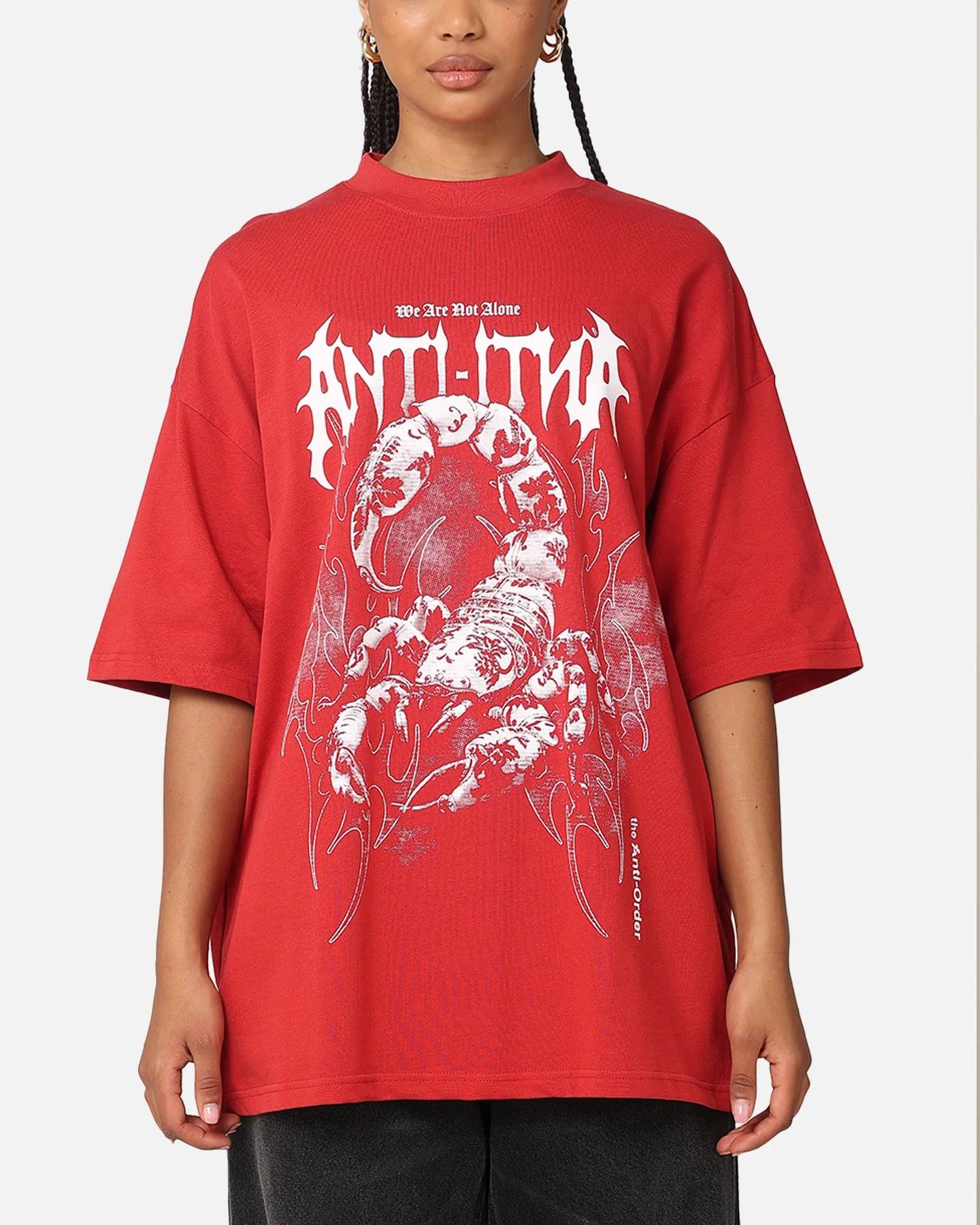 The Anti Order Invasion Mock Neck T-Shirt Red sold by Culture Kings