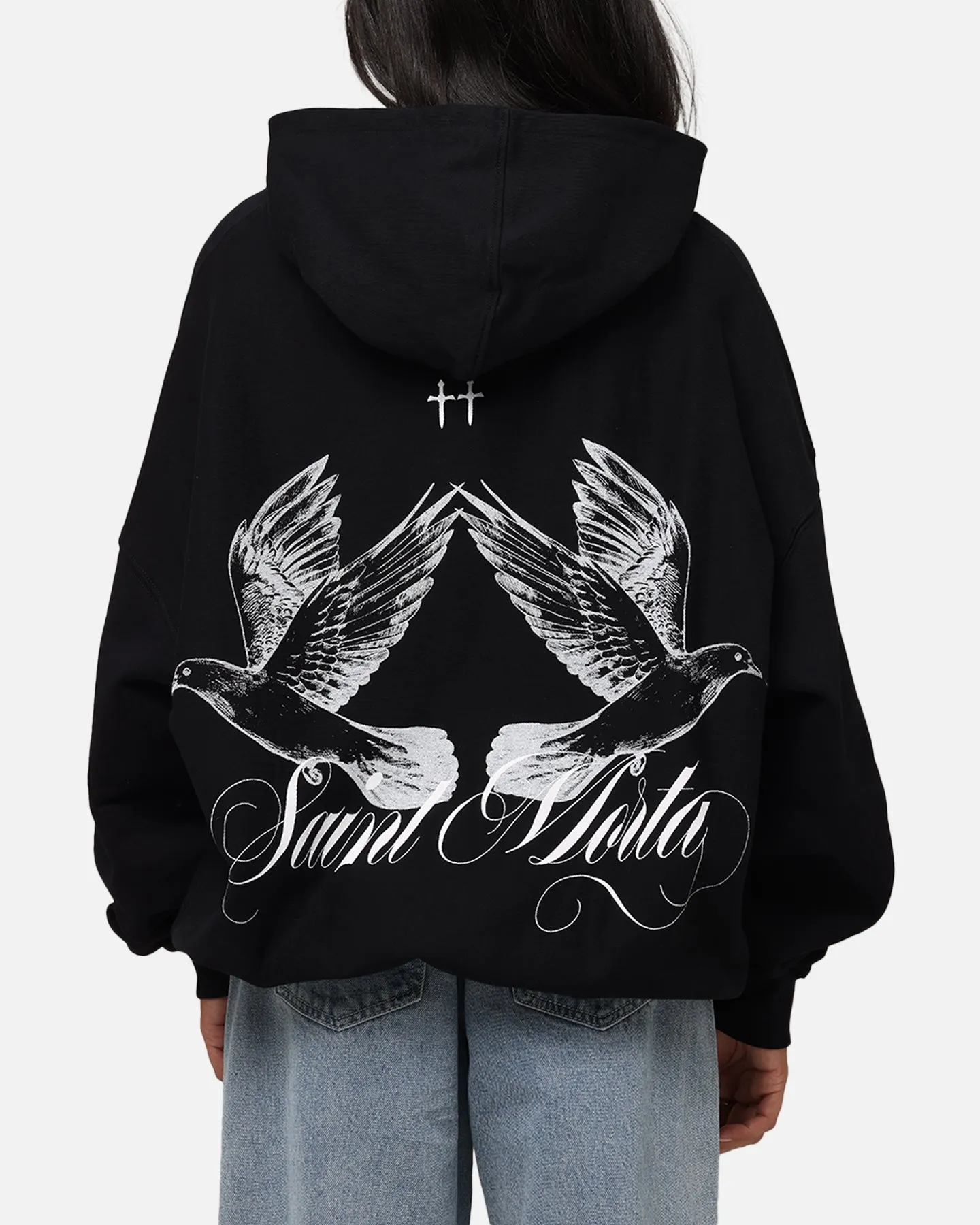 Saint Morta Doves Boxy Hoodie Black sold by Culture Kings