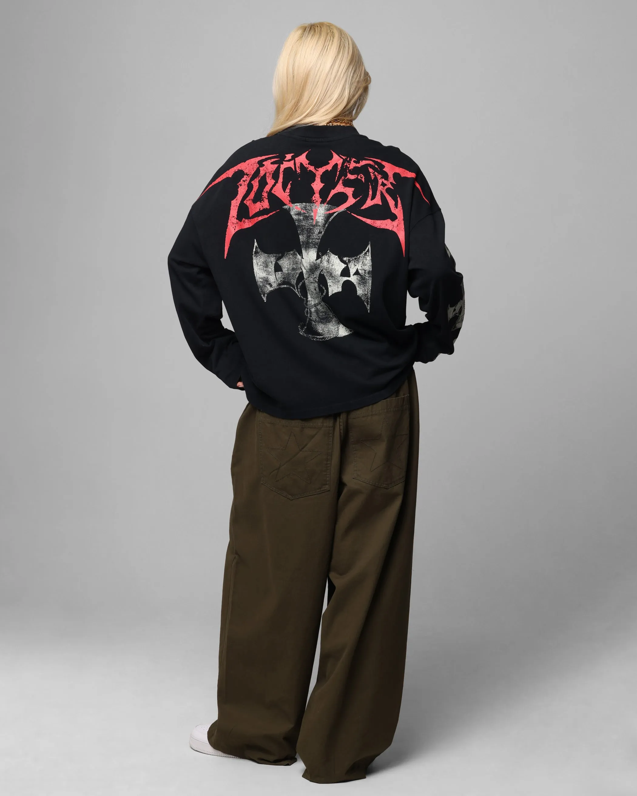 Loiter Cross Long Sleeve T-Shirt Black Acidwash sold by Culture Kings product image thumbnail 3