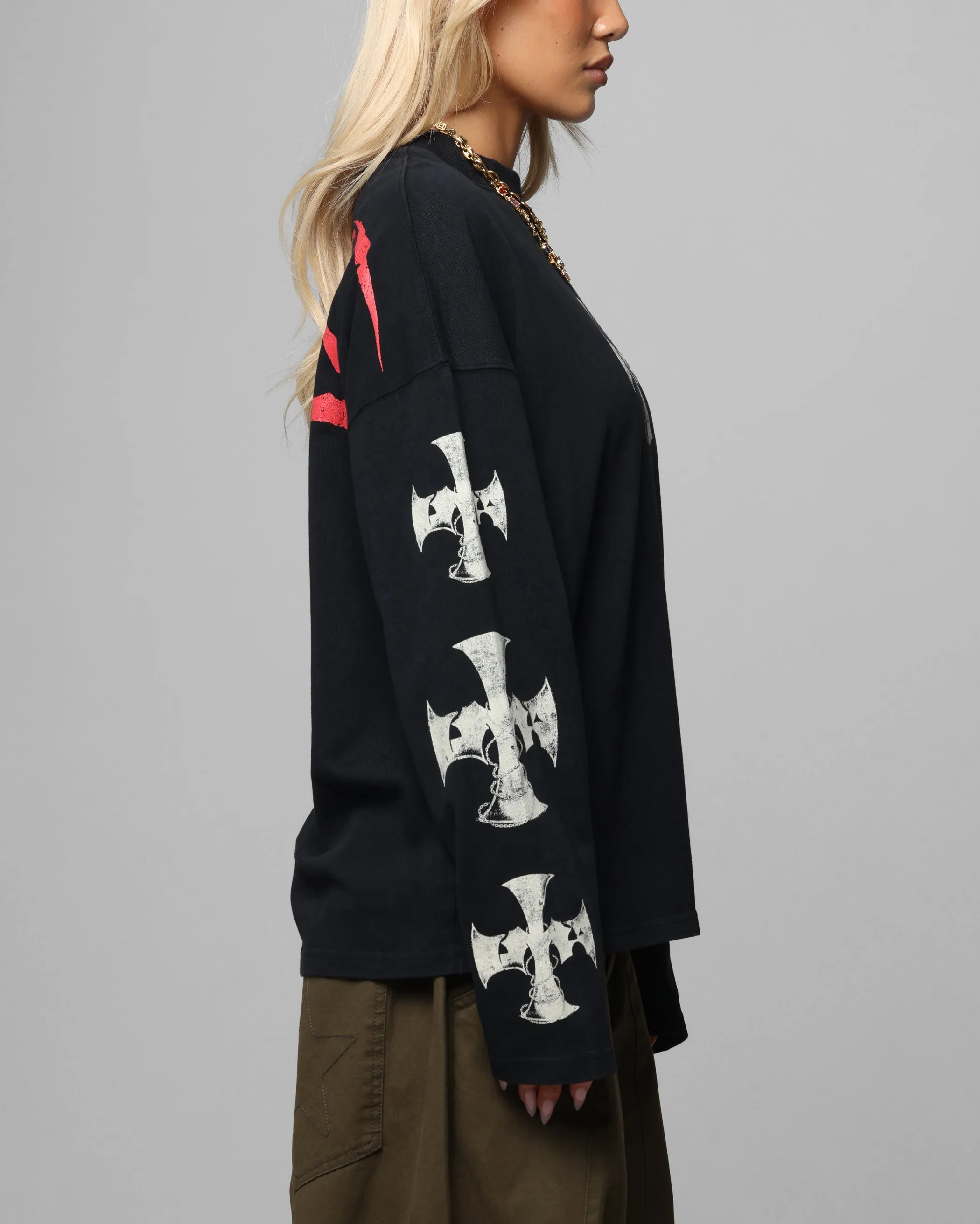 Loiter Cross Long Sleeve T-Shirt Black Acidwash sold by Culture Kings product image thumbnail 5