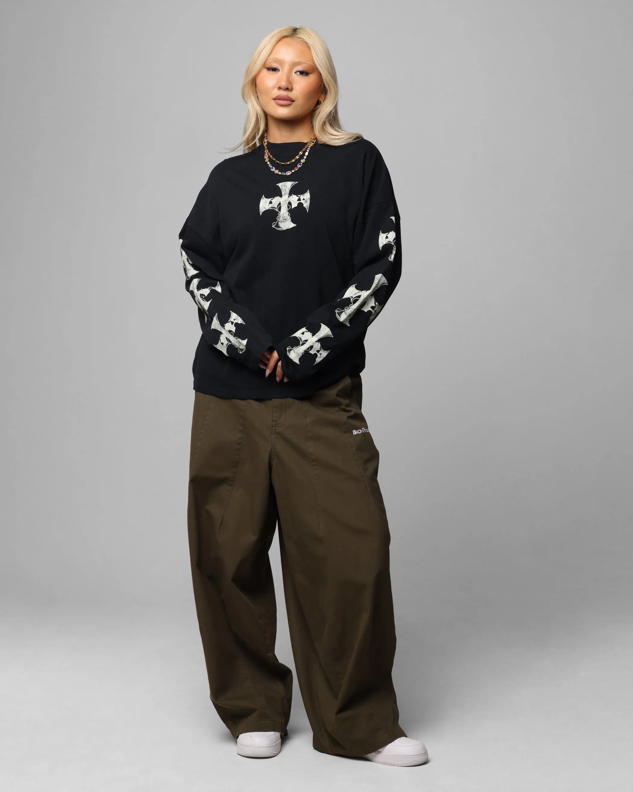 Loiter Cross Long Sleeve T-Shirt Black Acidwash sold by Culture Kings product image thumbnail 4