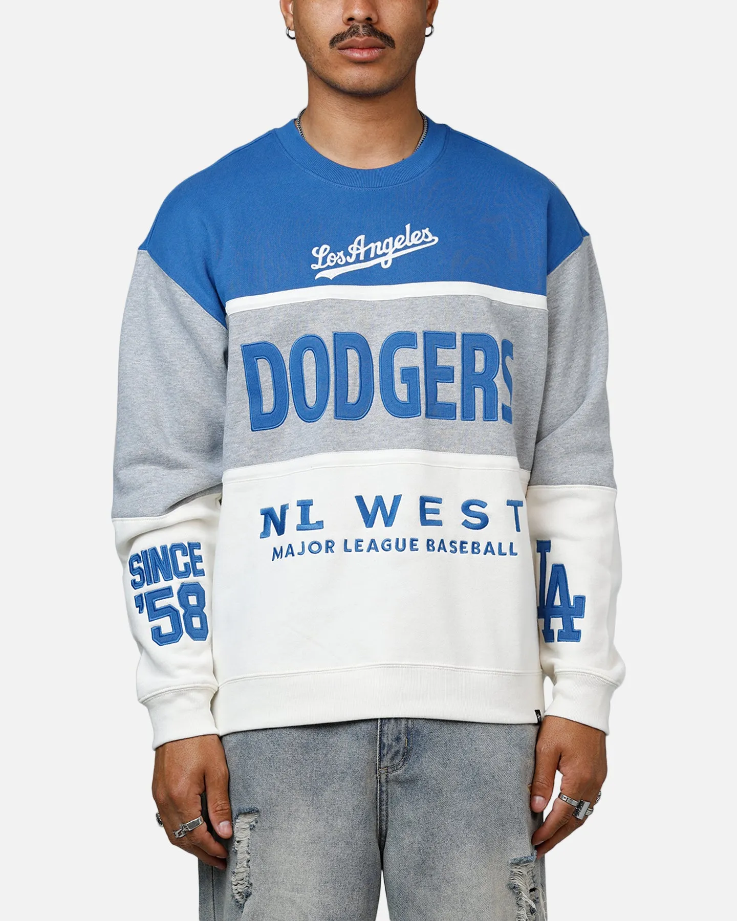47 Brand Los Angeles Dodgers On Five Crewneck Blue/Grey sold by Culture Kings